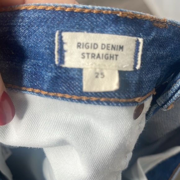 Madewell Rigid Denim Straight Mini Skirt Jean Tie Waist Sz 25 - Picture 8 of 11